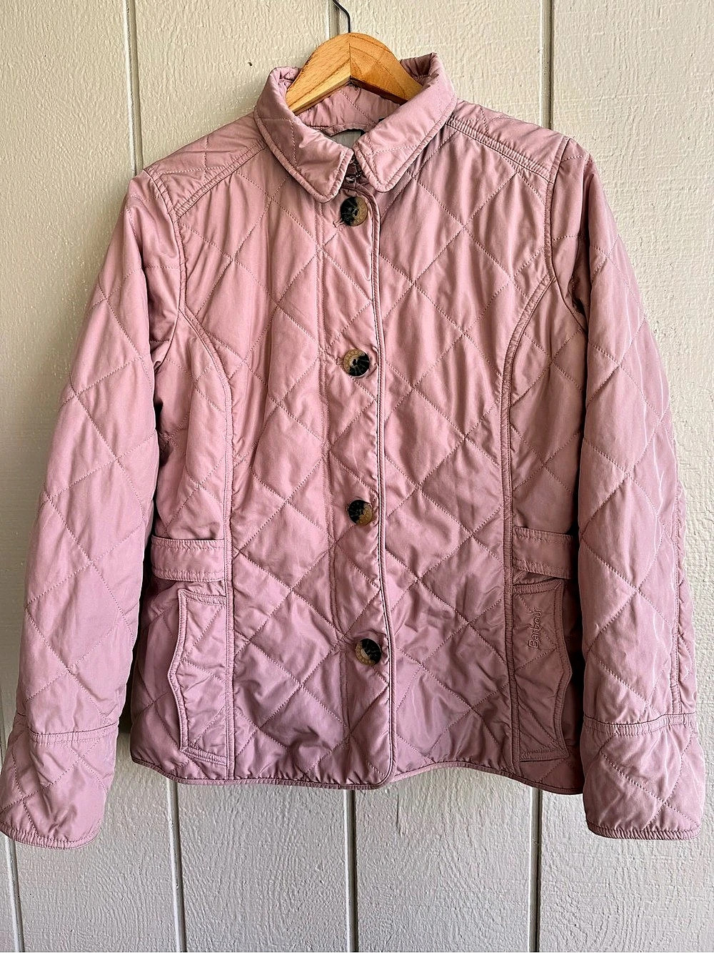 Barbour Nelson Quilted Jacket Pink Tartan Lining Women’s US 8 / UK 12